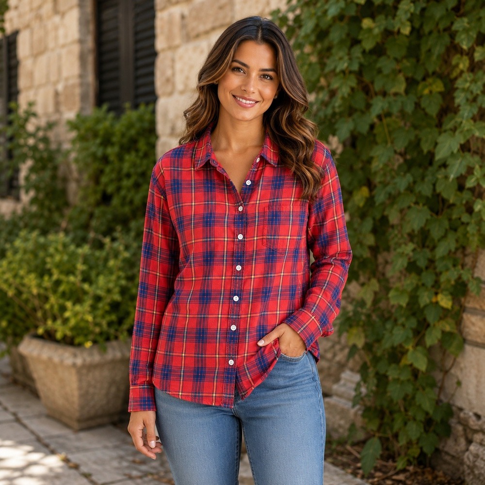 J.Crew The Perfect Shirt Womens Medium Red Plaid Cotton Button Down Top